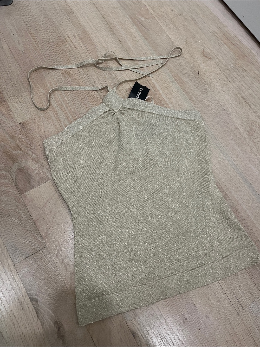 Express Shimmer Halter Camisole in Cream